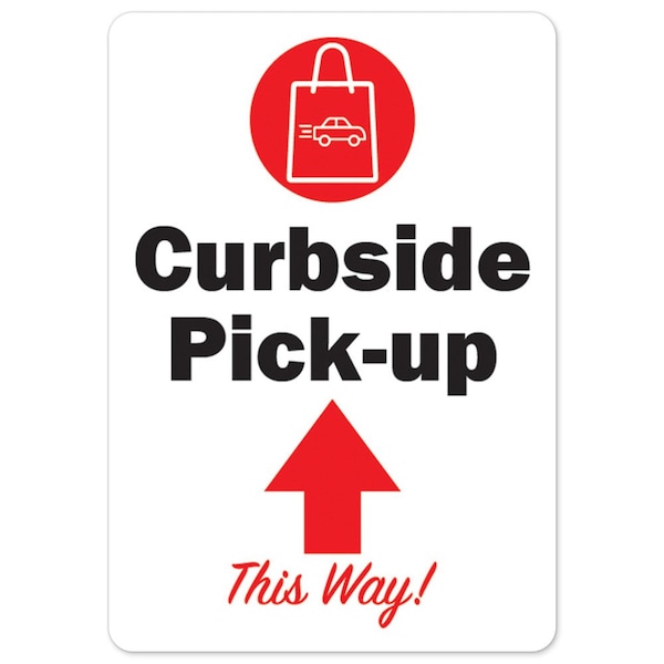 Public Safety, 7" Height, Aluminum, 10" X 7", Curbside Pick-up This Way Up Arrow